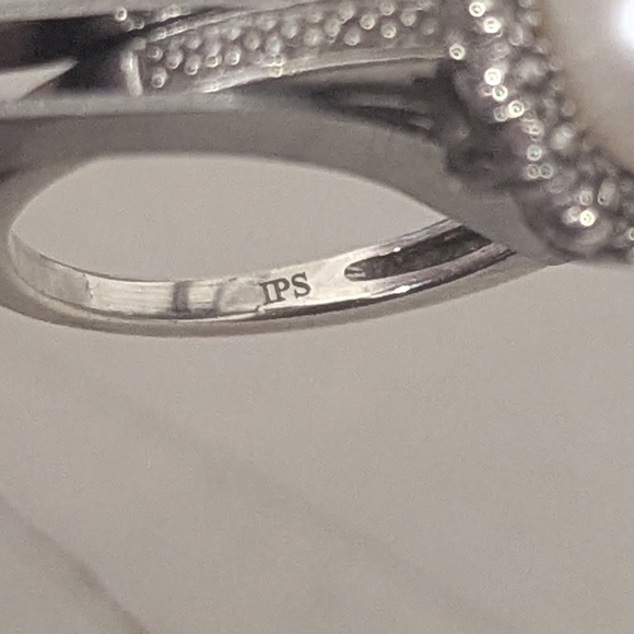 Vintage-Edwardian Inspired Sterling Silver Pearl Halo Ring Size 5 - Picture 5 of 9